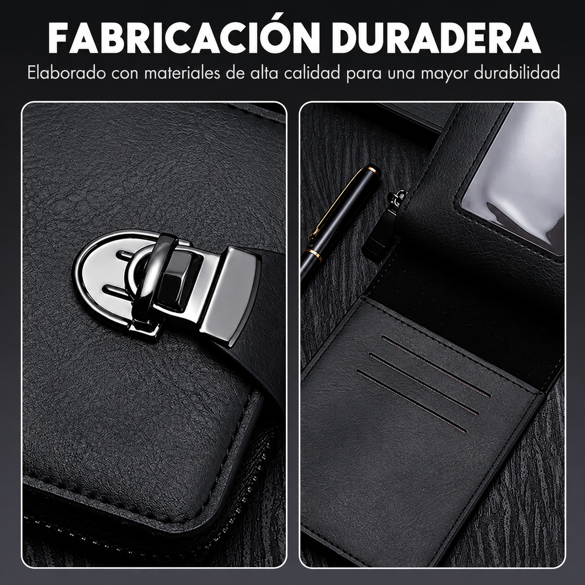 Cartera vintage compacta con cremallera para hombre