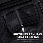 Cartera vintage compacta con cremallera para hombre