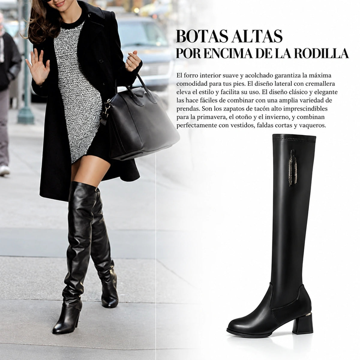Botas Altas Elásticas - Textura Suave Suit