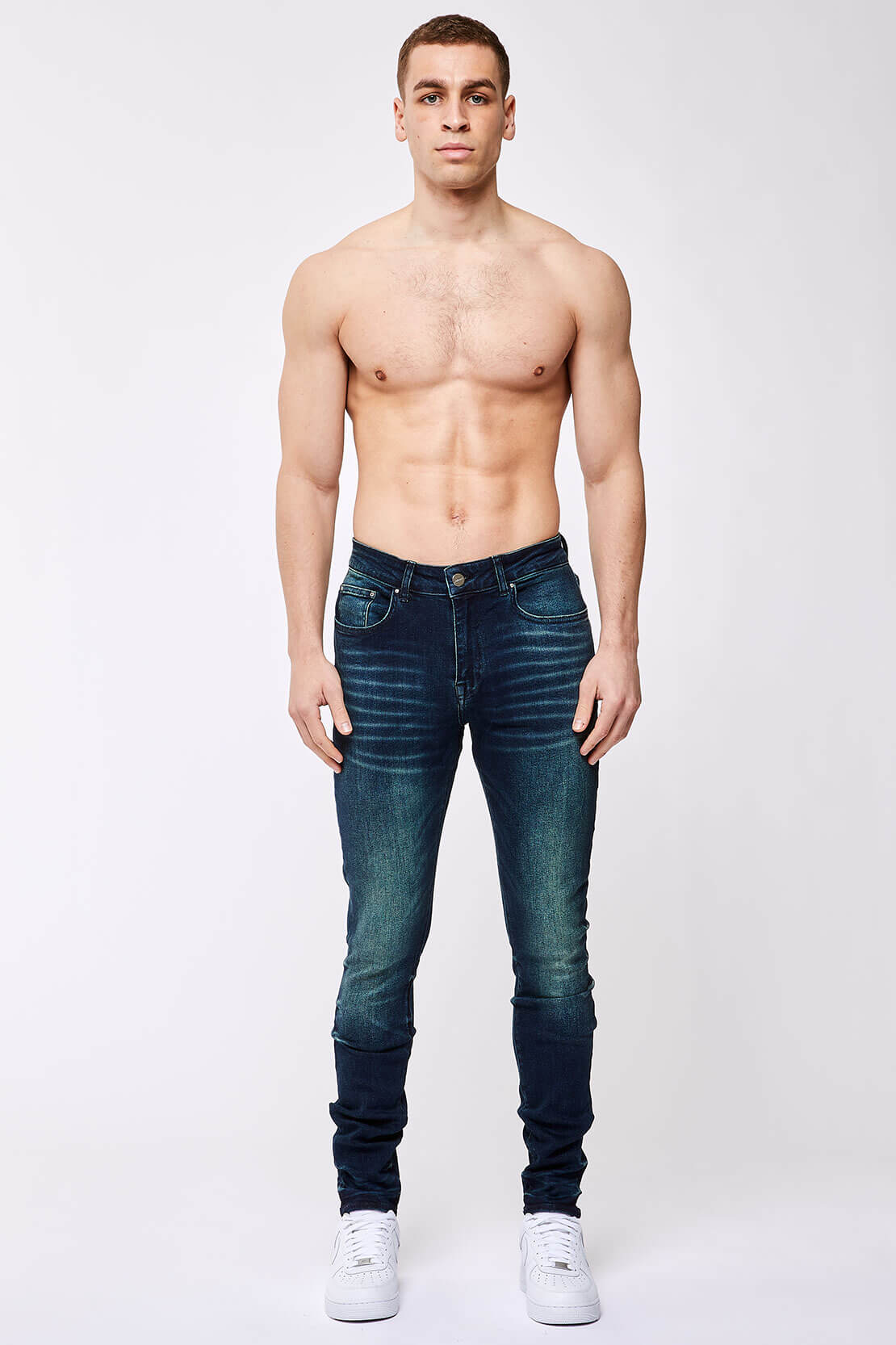 PANTALONES VAQUEROS AJUSTADOS  AZUL TEÑIDO