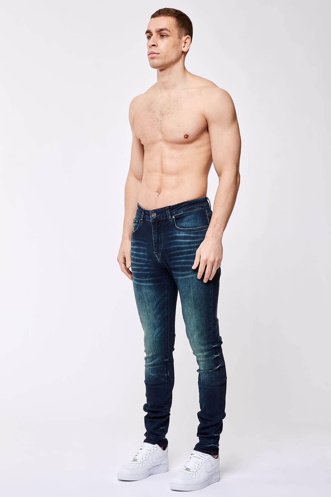 PANTALONES VAQUEROS AJUSTADOS  AZUL TEÑIDO