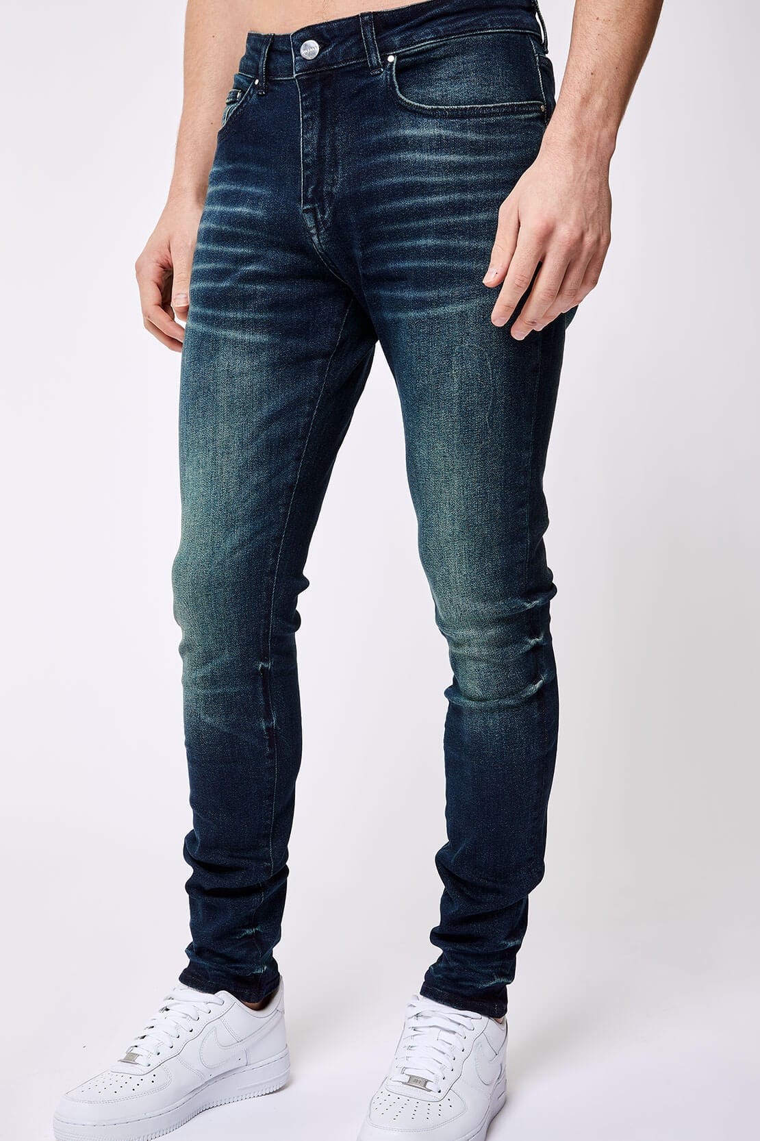 PANTALONES VAQUEROS AJUSTADOS  AZUL TEÑIDO