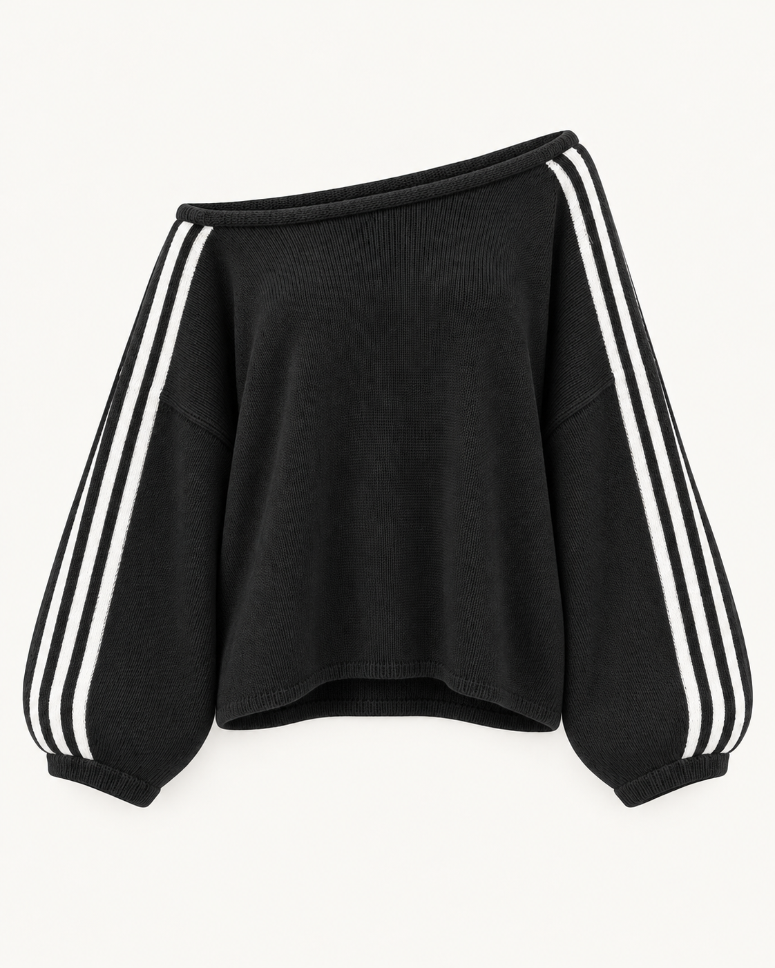 Jersey De Rayas Con Hombros Descubiertos Suit