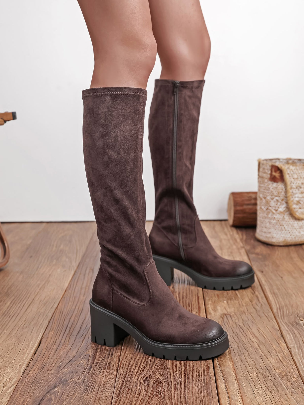 Botas altas Sienna con tacón - Marrón