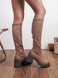 Botas altas Sienna con tacón - Caqui