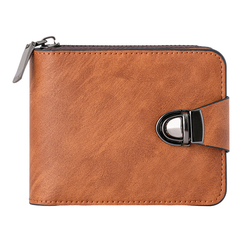 Cartera vintage compacta con cremallera para hombre