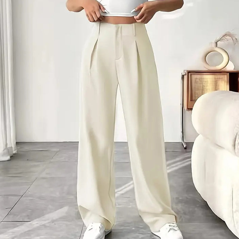 Pantalón de corte holgado y tiro alto – Tejido suave y comodidad total