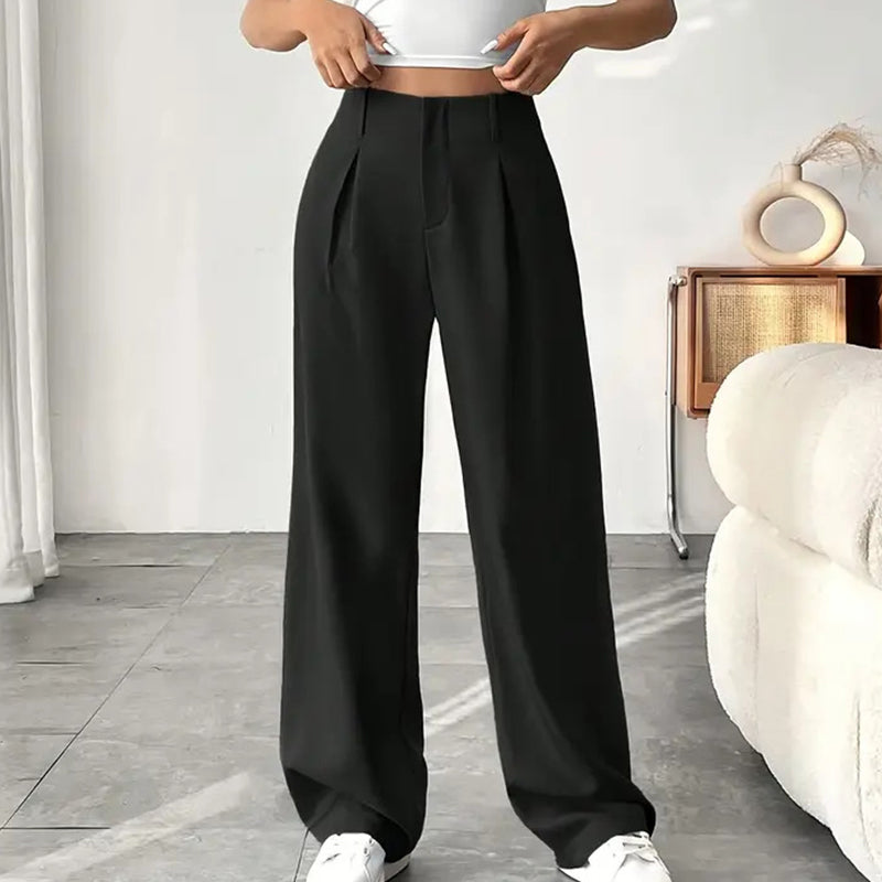 Pantalón de corte holgado y tiro alto – Tejido suave y comodidad total