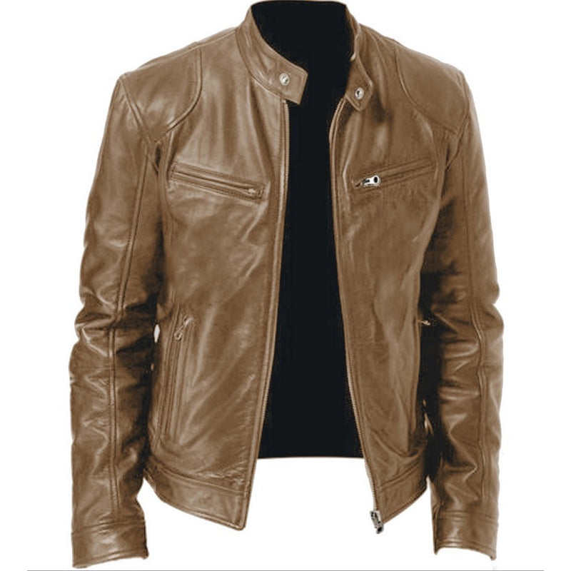 Chaqueta de piel con cremallera