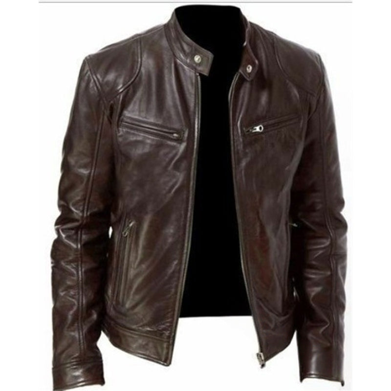 Chaqueta de piel con cremallera