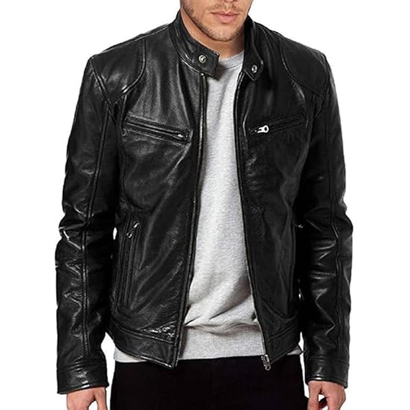 Chaqueta de piel con cremallera