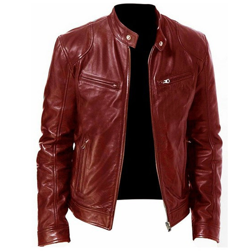 Chaqueta de piel con cremallera