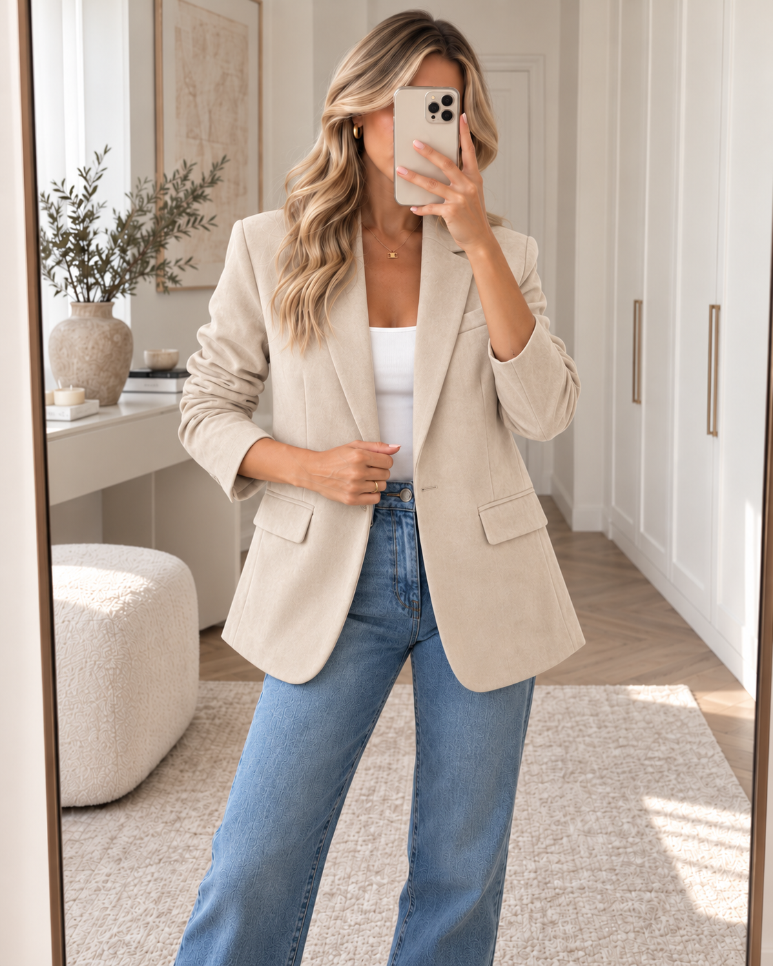 Blazer Suelto de Gamuza