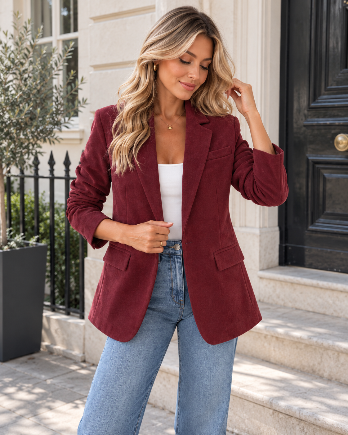 Blazer Suelto de Gamuza